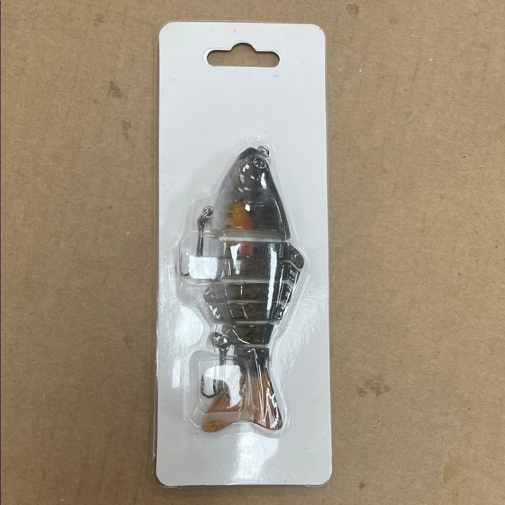 Realistic Multi-Jointed Fish Lure - Orange, Brown, Silver